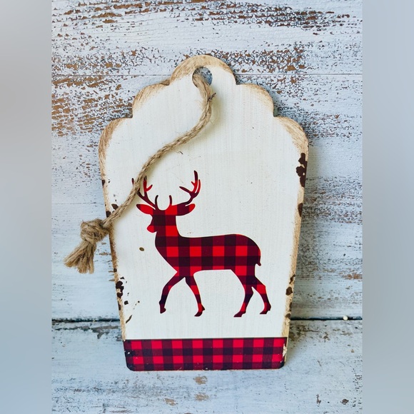 *Distressed Metal Buffalo Check Deer Hanging Tag - Picture 8 of 13